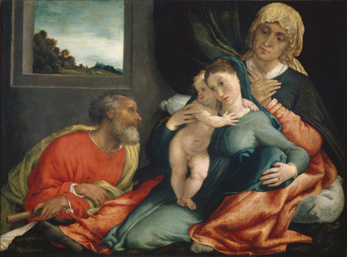 Holy Family with Saints Anne and Joachim - Lorenzo Lotto
