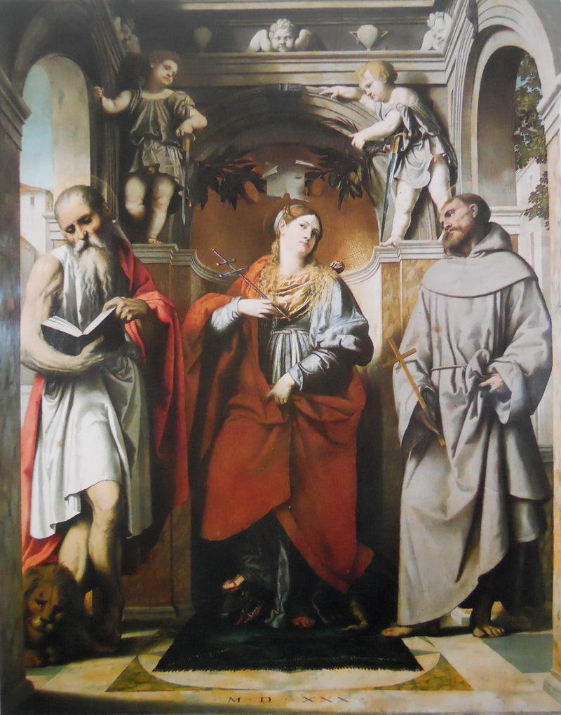 Saint Margaret of Antioch with Saints Jerome and Francis - Alessandro Bonvicino