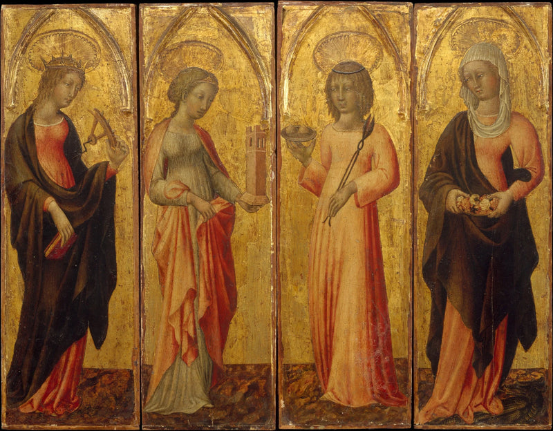 Saint Catherine of Alexandria, Beard, Agatha and Margaret - Giovanni di Paolo
