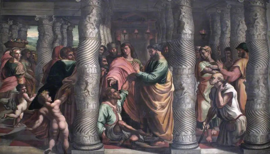 Saints Pierre et Jean à la belle porte - Raphaël Sanzio image 1 reproduction de peinture à l’huile