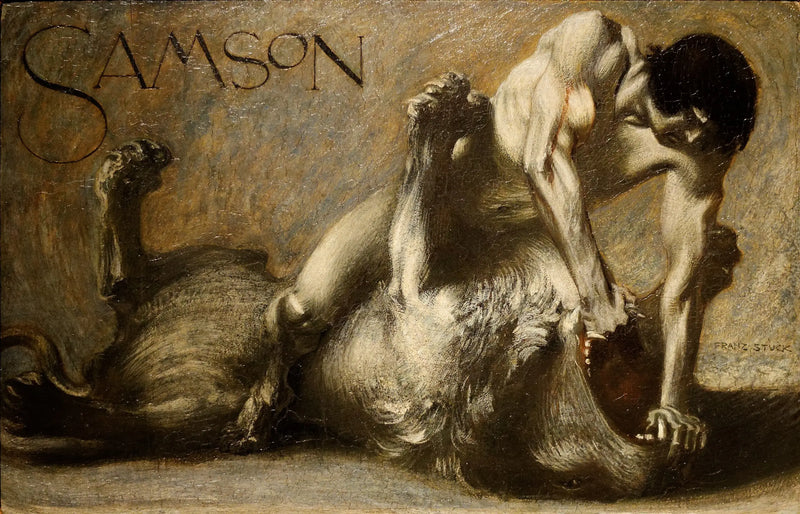 Samson. The Fight with the Lion - Franz Von Stuck