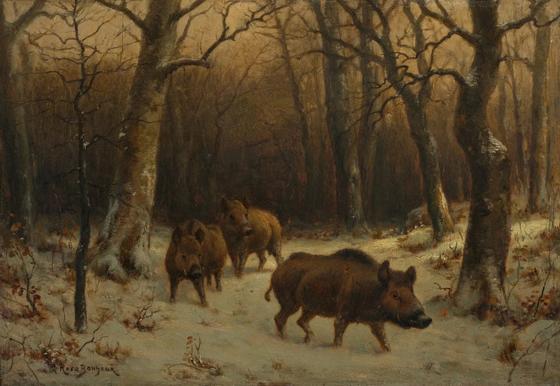Boars in the Snow - Rosa Bonheur