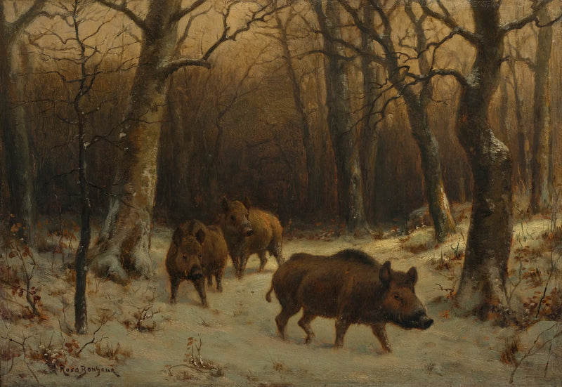 Boars in the Snow - Rosa Bonheur