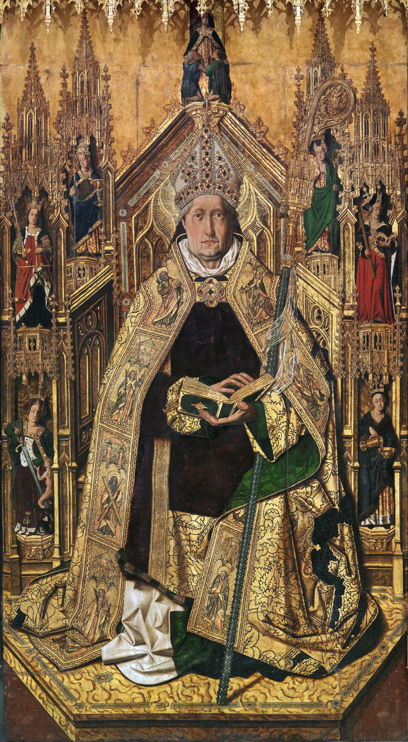 Santo Domingo de Silos enthroned as bishop, by Bartolomé Bermejo (Prado Museum) - Bartolomé Bermejo