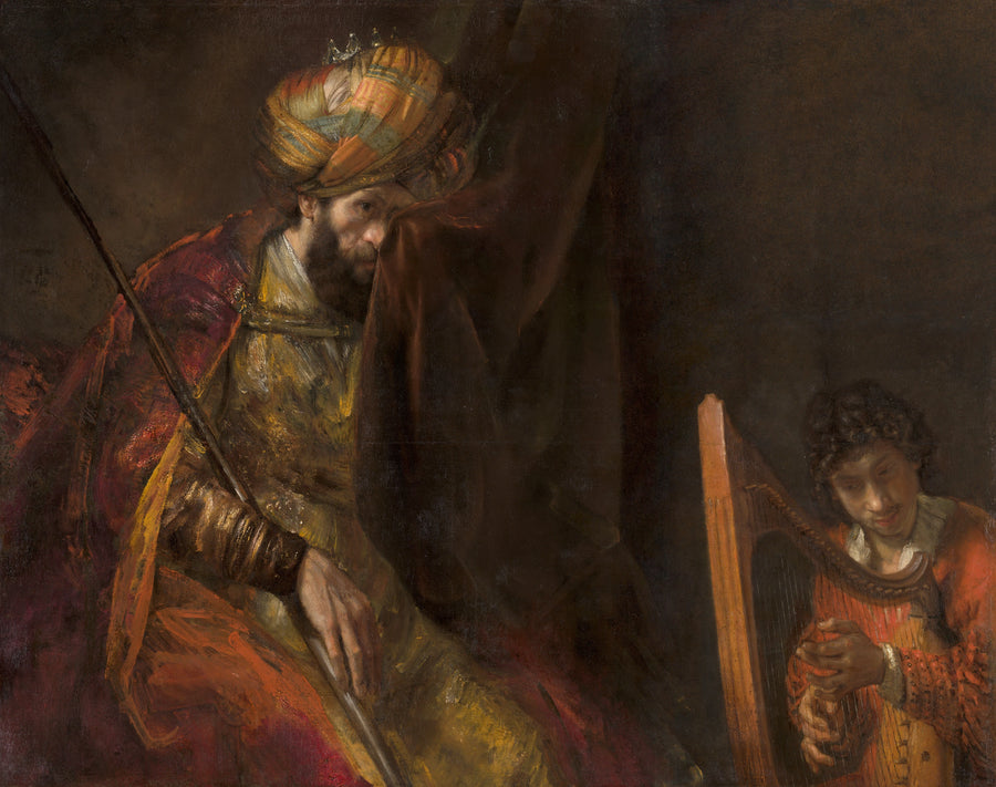 David Playing the Harp Before Saul - Rembrandt