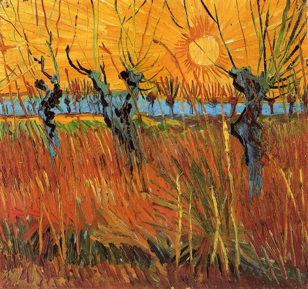 Reproduction du tableau « Saules au soleil couchant - Vincent van Gogh » par Alpha Reproduction en peinture à l’huile