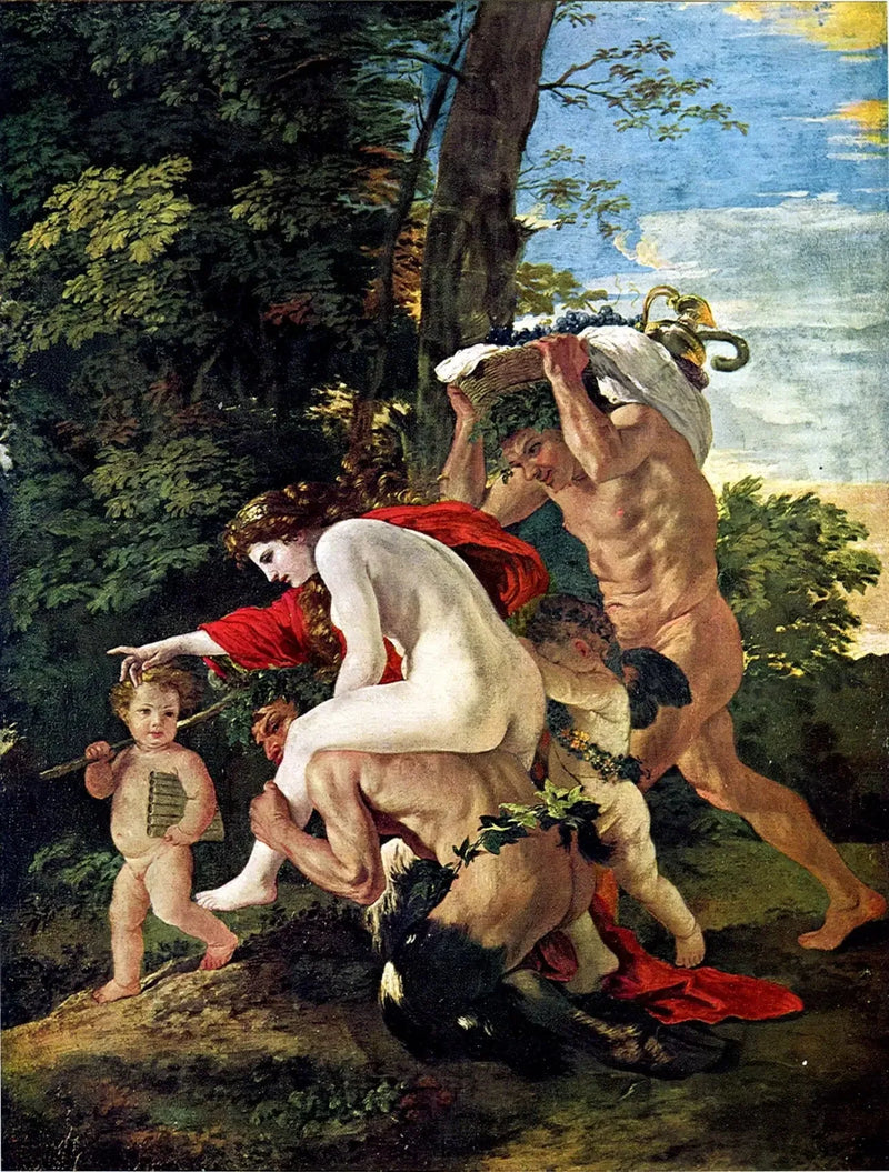 Bacchic scene or Nymph riding a satyr - Nicolas Poussin