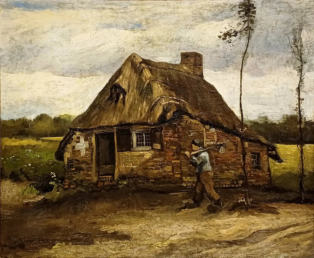 Scene of a cottage with a peasant returning home - Vincent van Gogh