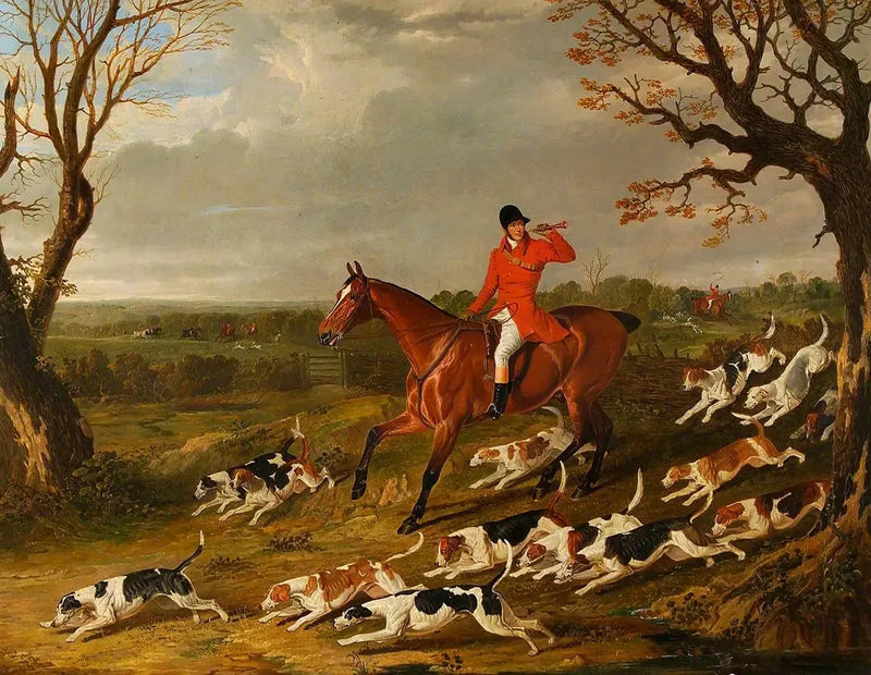 Hunting scene with foxhounds - John Frederick Herring, Sr.