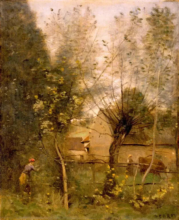 Farm Scene - Jean-Baptiste Camille Corot
