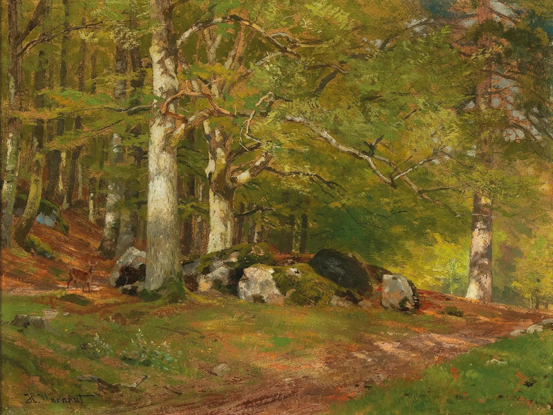 Forest scene with deer - Hugo Darnaut