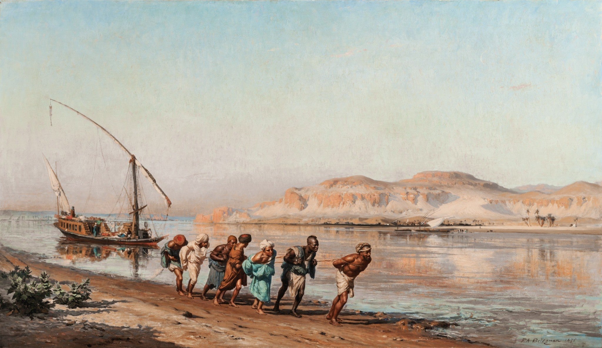 Scene of Towing on the Nile - Frederick Arthur Bridgman