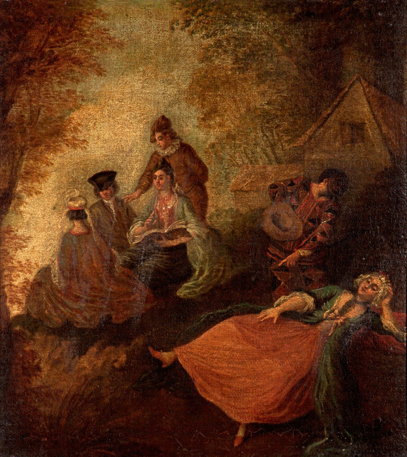 Garden Scene with Figures - Antoine Watteau