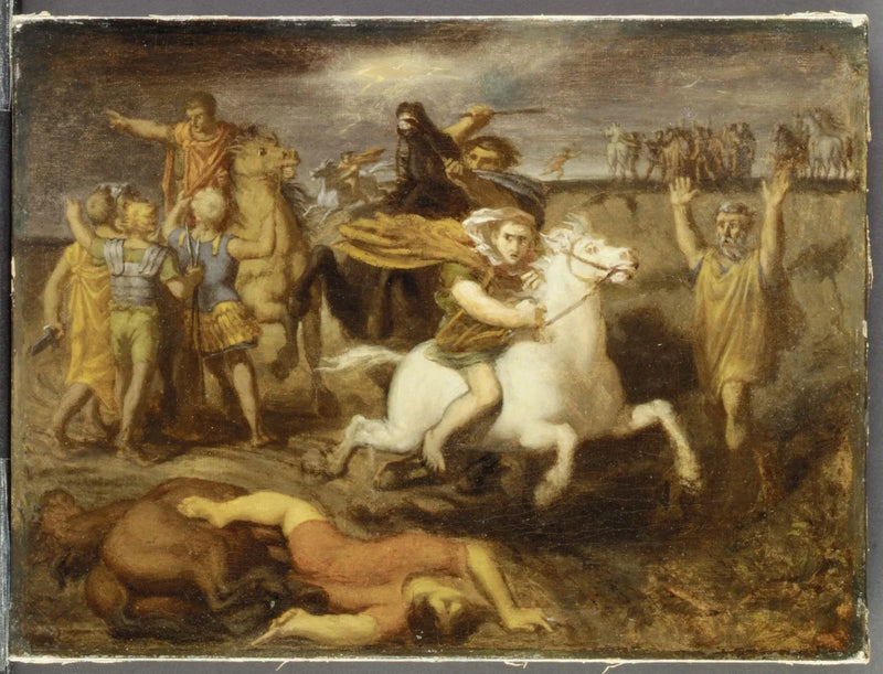Scene from the Gallic War: the Gaul Littavicus, betraying the Roman cause, flees to Gergovie to support Vercingétorix - Théodore Chassériau