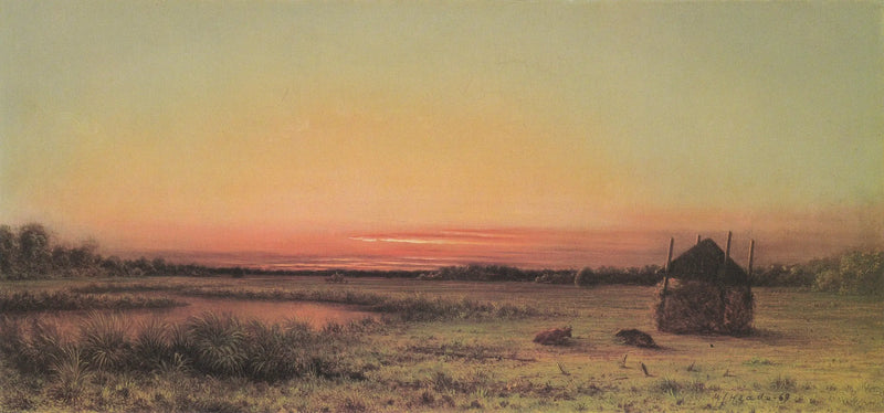 Marsh Scene: Two Cattle in a Field - Martin Johnson Heade