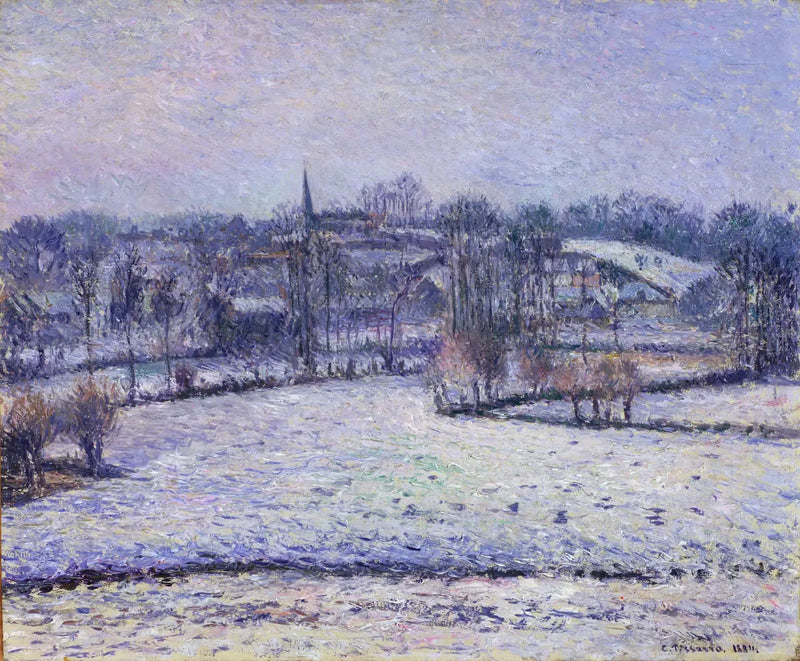 Snow Scene at Éragny (View of Bazincourt) - Camille Pissarro