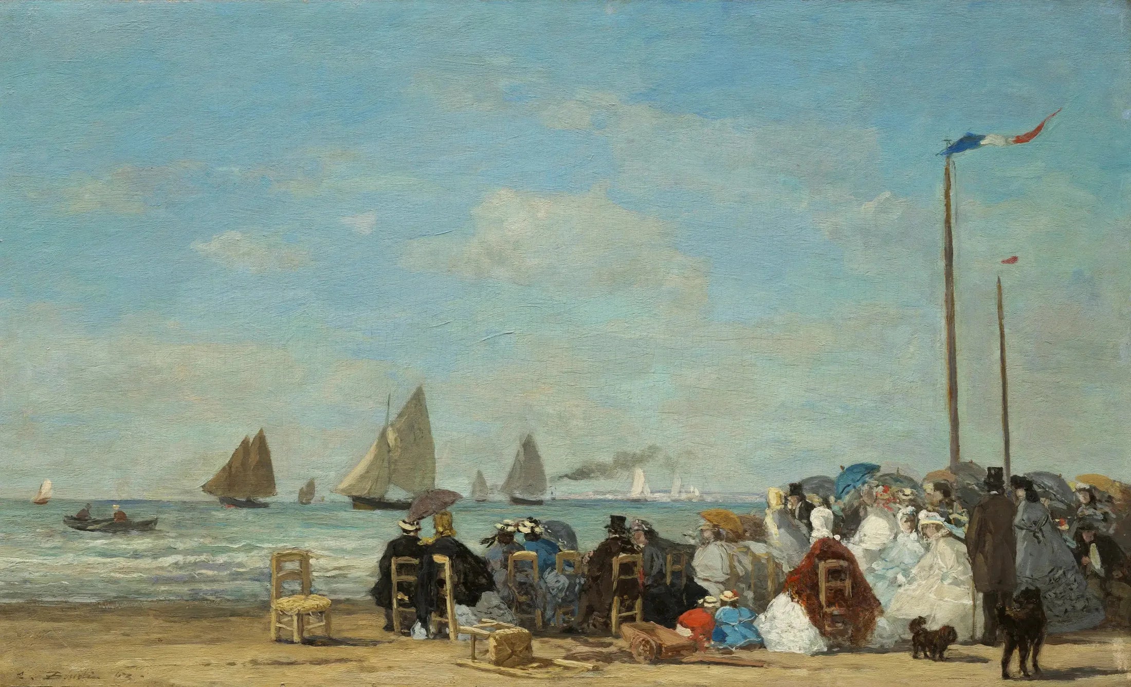 Scène de plage à Trouville - Eugène Boudin image 1 tableau peint à l’huile sur toile