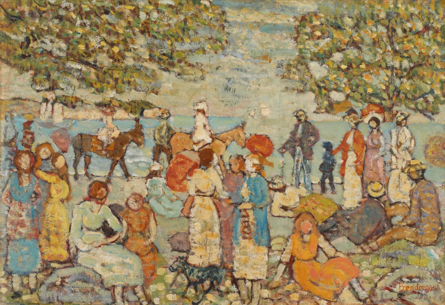 Scène de plage avec des ânes (ou des mules) - Maurice Prendergast image 1 tableau peint à l’huile sur toile