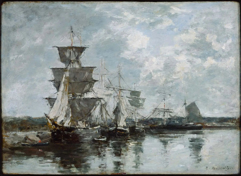 Scène de port - Eugène Boudin image 1 reproduction artisanale de tableau
