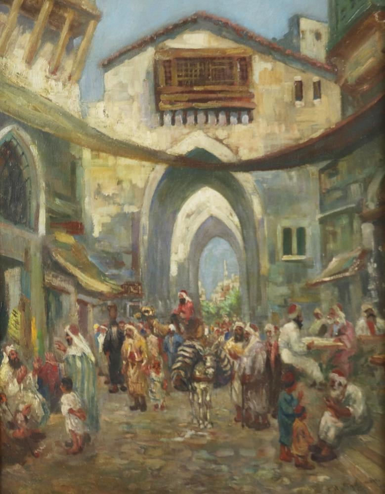 Oriental Market Street Scene - Frederick Arthur Bridgman