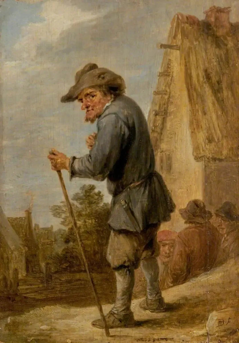 Village scene with four peasants - David Teniers the Younger