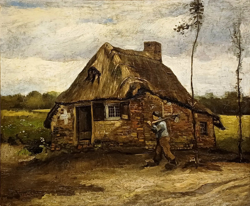Scene of a cottage with a peasant returning home - Vincent van Gogh