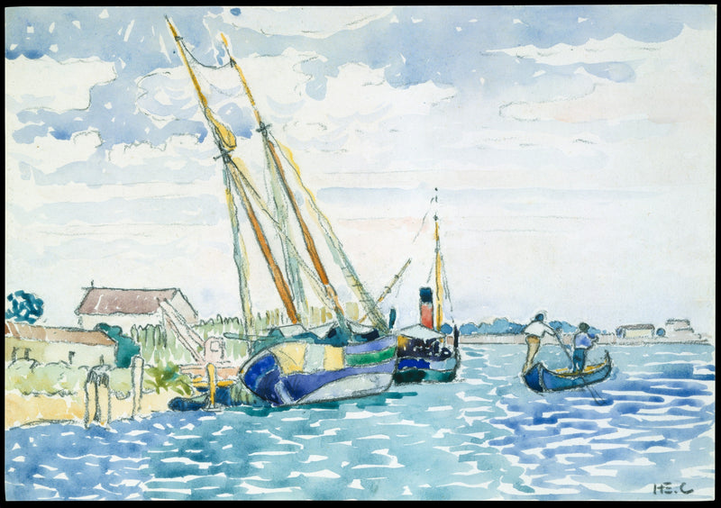 Marine scene (Boats near Venice) - Henri-Edmond Cross