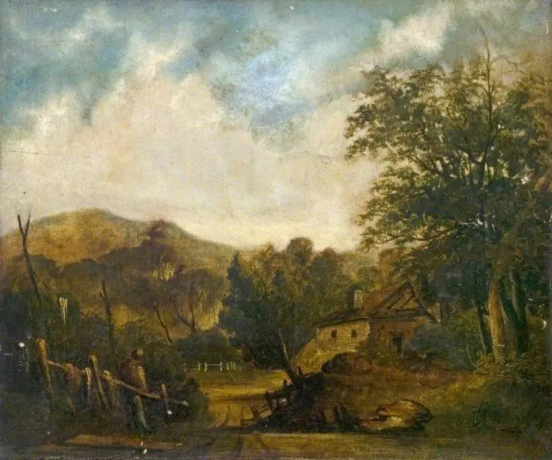 Rural scene with a chalet - John Constable