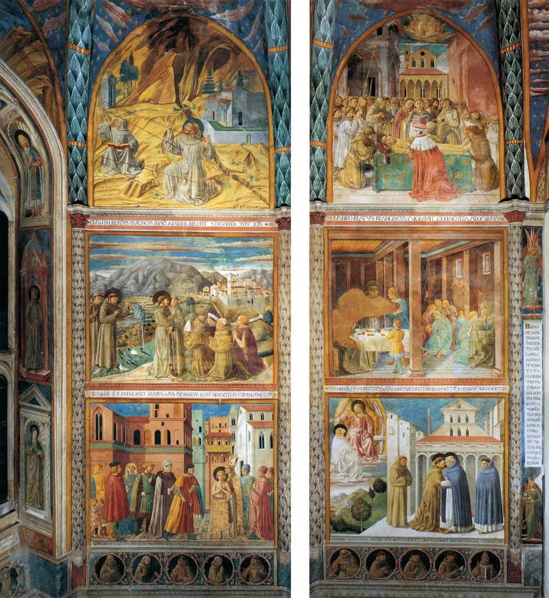 Scenes of the life of Saint Francis, south wall - Benozzo Gozzoli