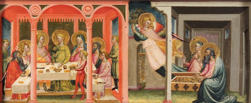 Scenes from the history of Tobias (marriage of Tobias and Sarah; the archangel leaves Tobit and Anna) - Bicci di Lorenzo