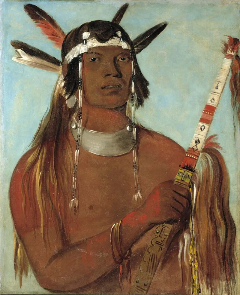 Seehk-hée-da, souris-colored feather, a well-known brave - George Catlin