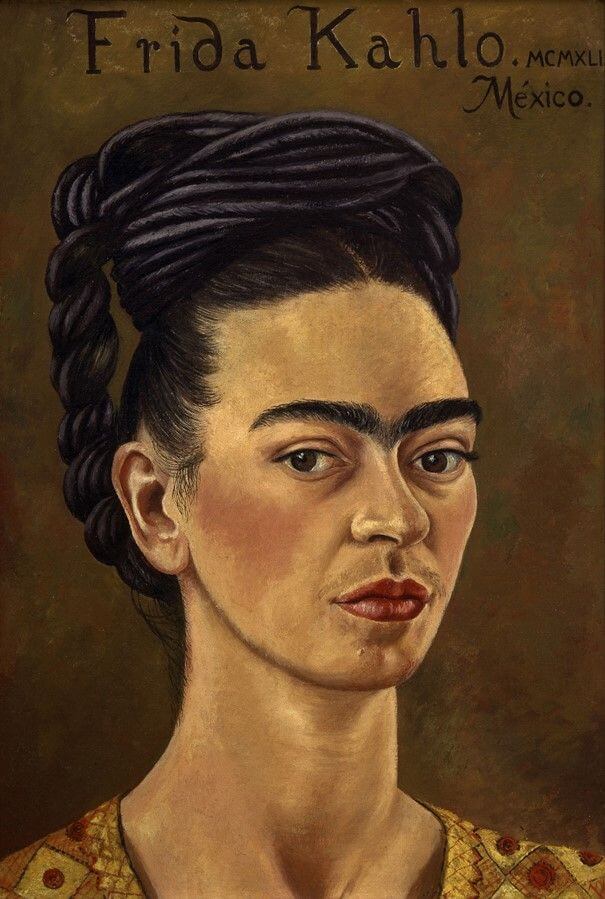 Autoportrait à la robe rouge et or - Frida Kahlo image 1 reproduction de peinture à l’huile