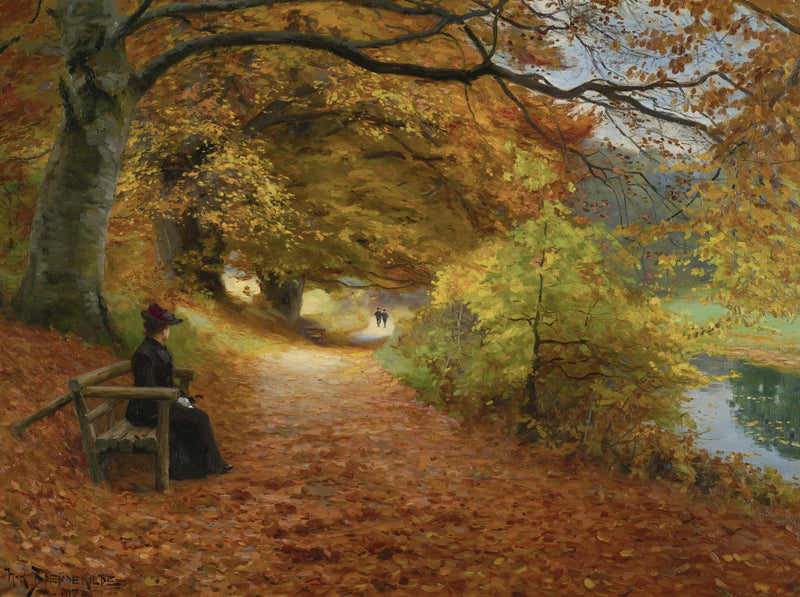 Autumn wooded path - H. A. Brendekilde