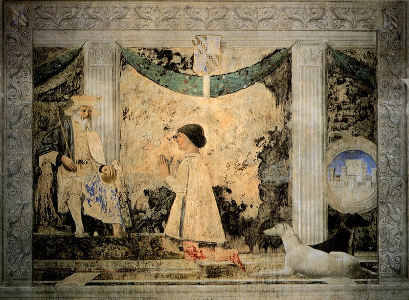 Sigismondo Pandolfo Malatesta praying before Saint Sigismond - Piero della Francesca