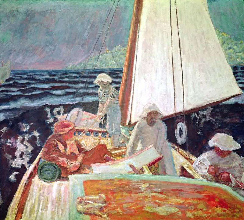 Signac and His Friends on a Boat - Pierre Bonnard