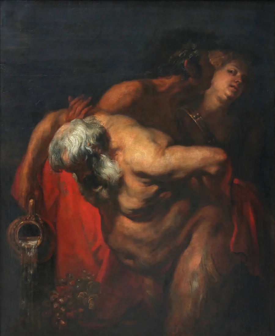 Drunken Silenus supported by a faun and a bacchante - Antoine van Dyck