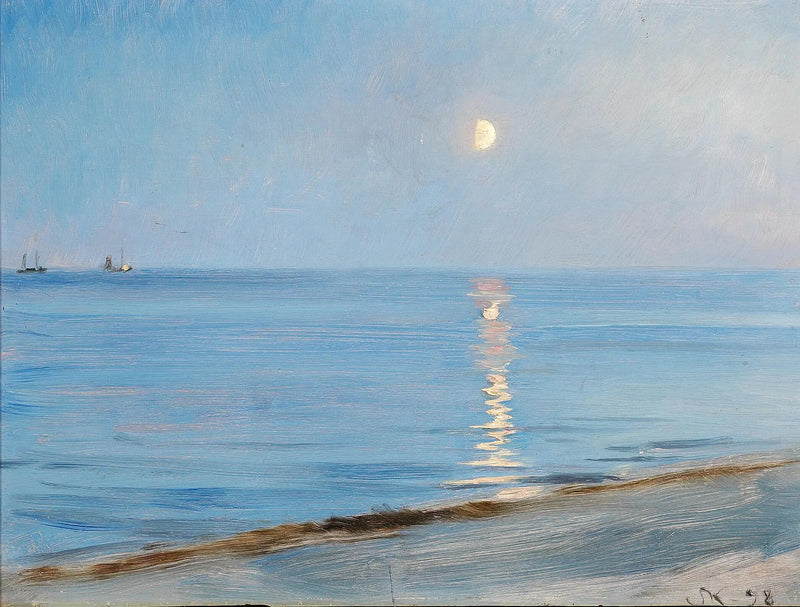 Evening at Skagen Beach. Moonlight. - Peder Severin Krøyer