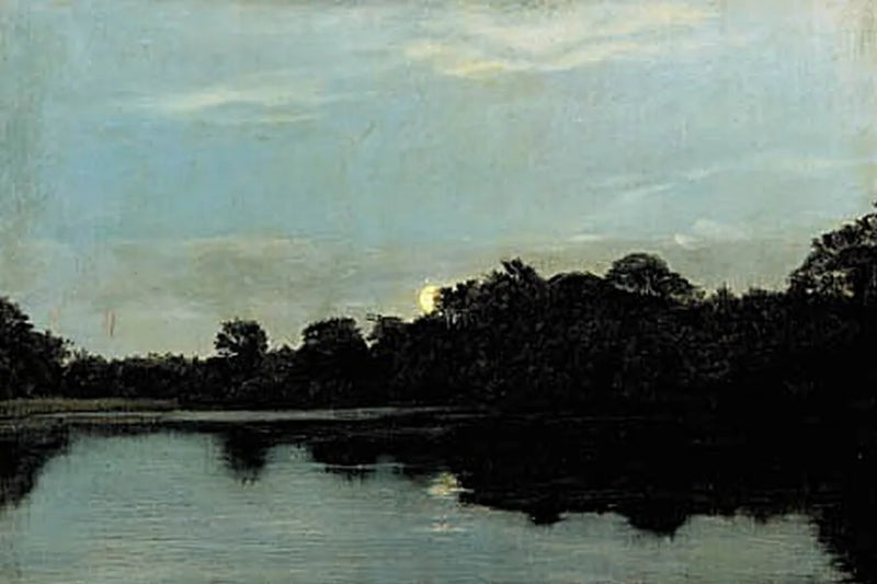 Evening by a Lake Under the Moonlight - Carl Heinrich Bloch