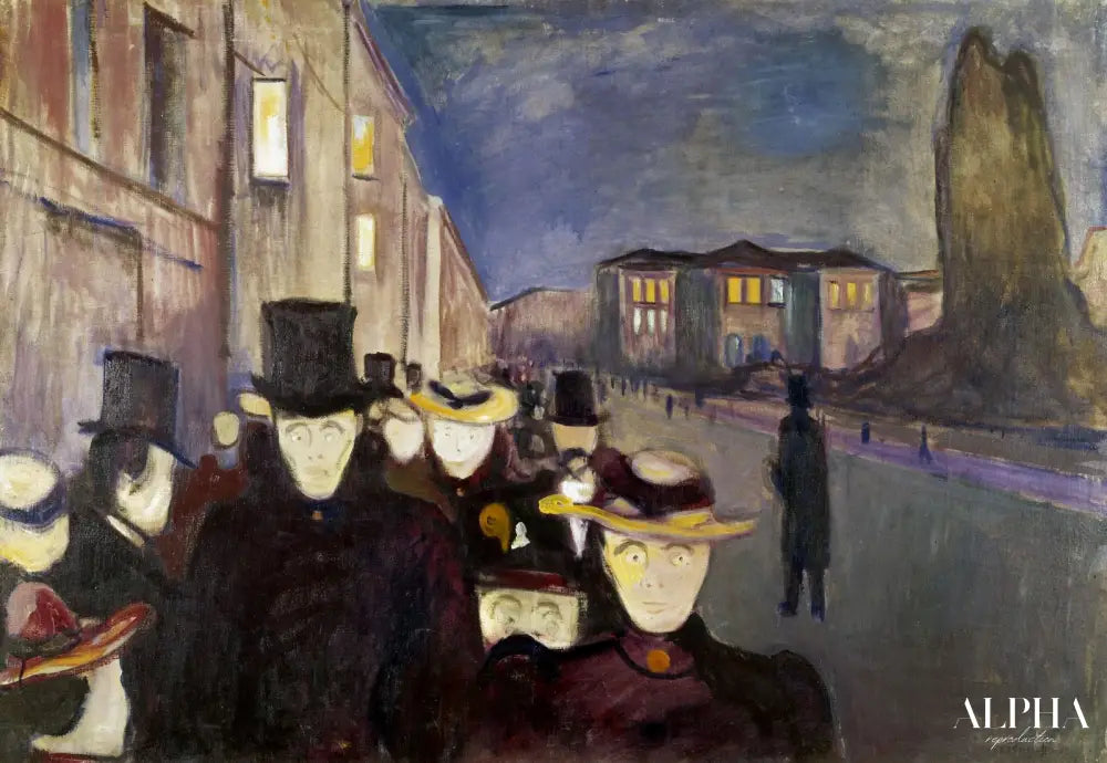 Soirée sur l'avenue Karl Johan - Edvard Munch - Reproductions de tableaux et peintures haut de gamme