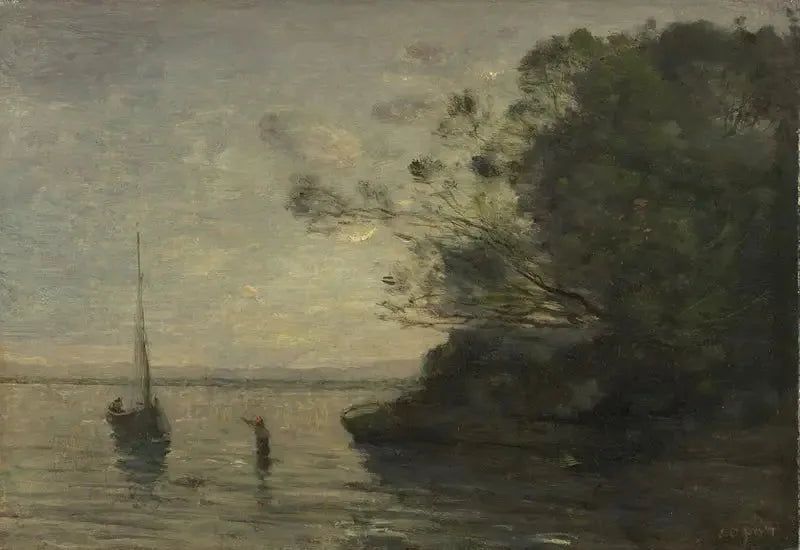 Evening on the Lake - Jean-Baptiste Camille Corot