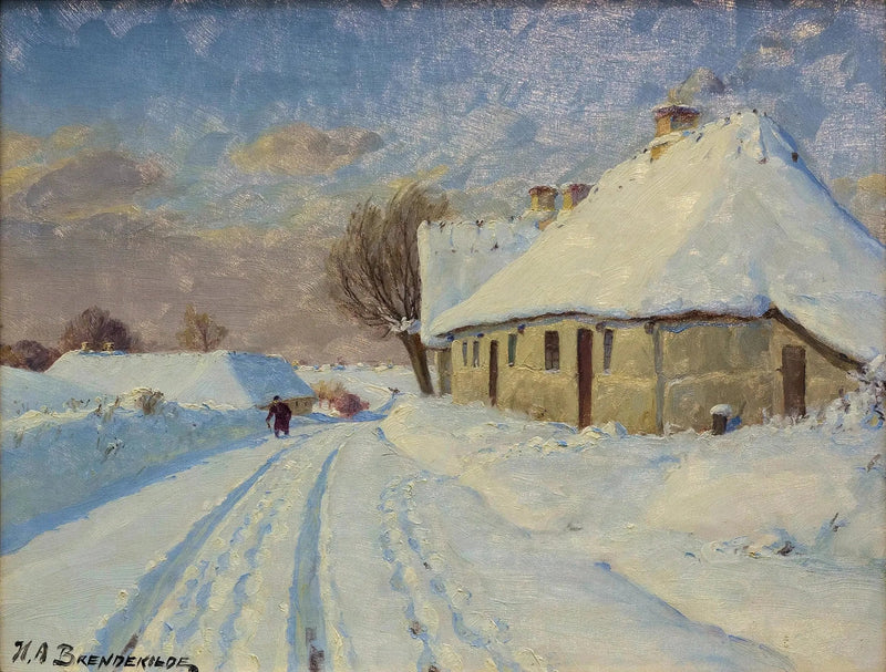 Sun in the village on a winter day. - H. A. Brendekilde