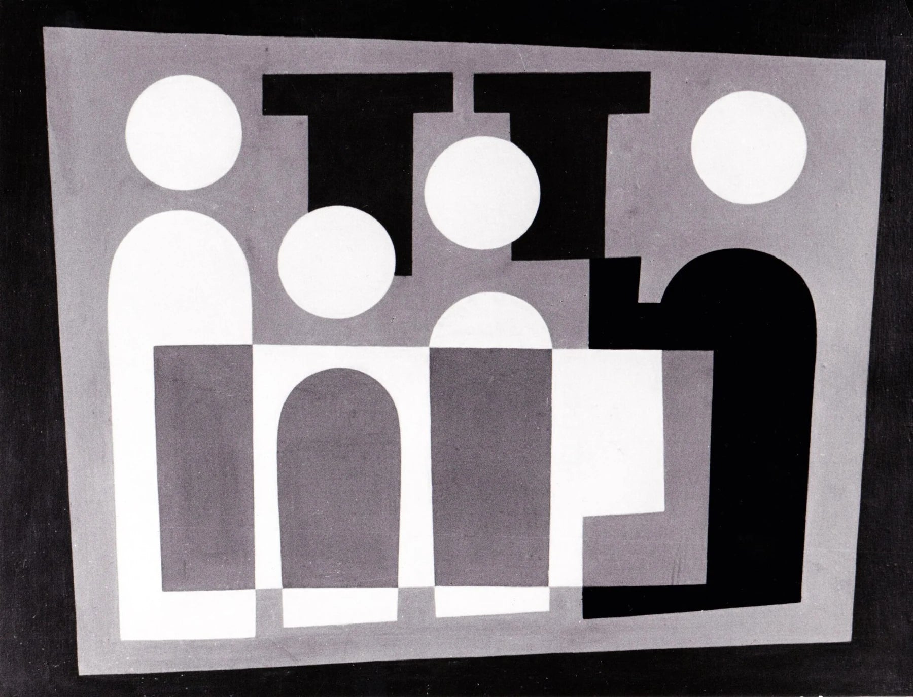 Personnages* (1928, version 2), peinture de Sophie Taeuber-Arp