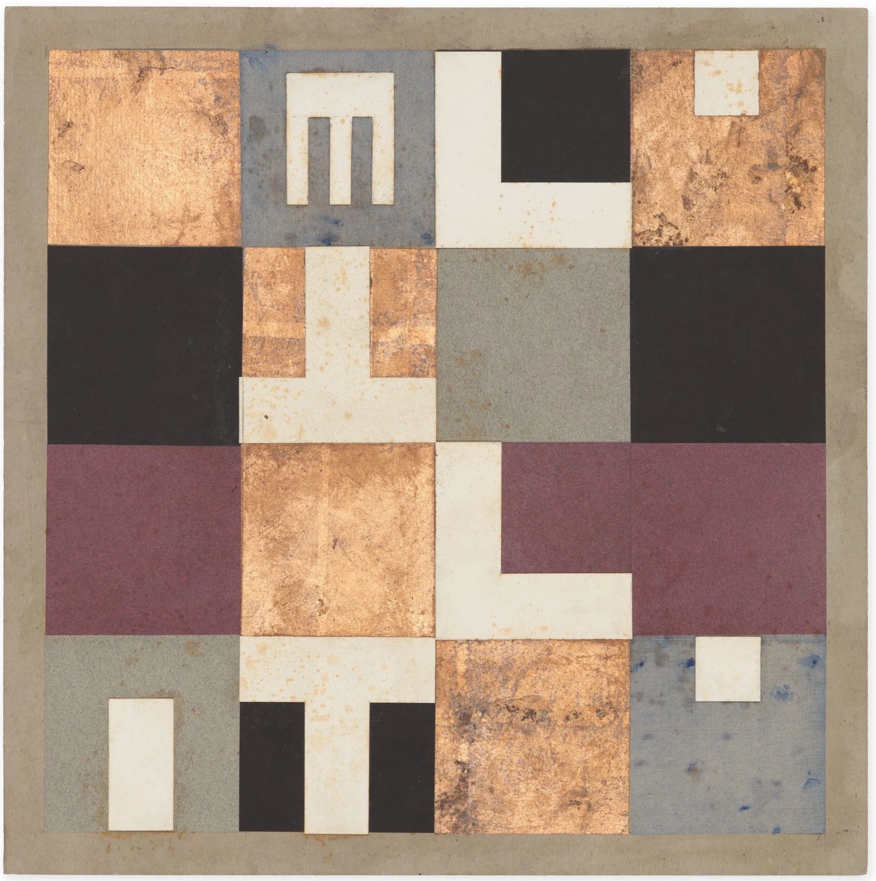 [Composition verticale-horizontale à éléments d’objets], peinture de Sophie Taeuber-Arp