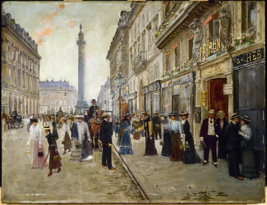 Exit of the workers from the Paquin house - Jean Béraud