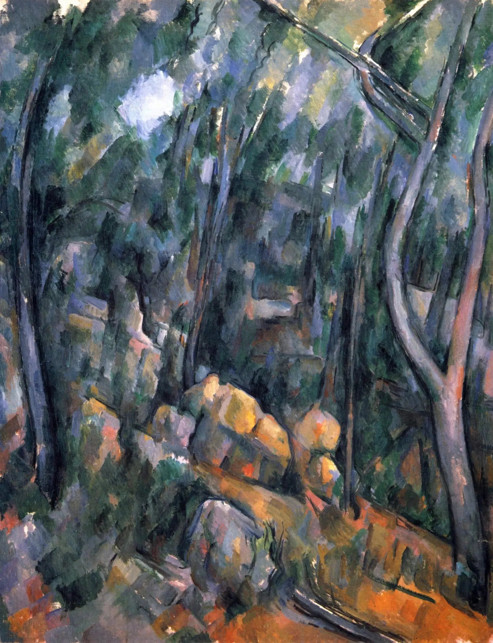 Sous-bois devant les grottes au-dessus du Château Noir - Paul Cézanne image 1 copie de tableau peinte à la main