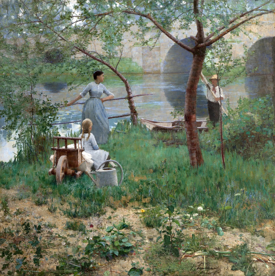 Under the Cherry Tree (formerly titled "On the Loing, an Afternoon Conversation") - John Lavery