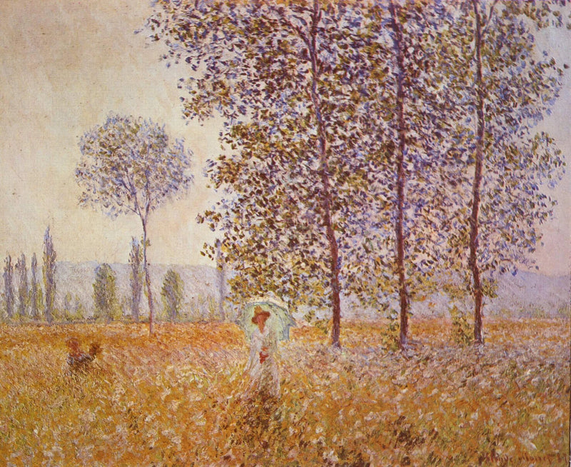 Under the poplars, sun effect W1135 - Claude Monet