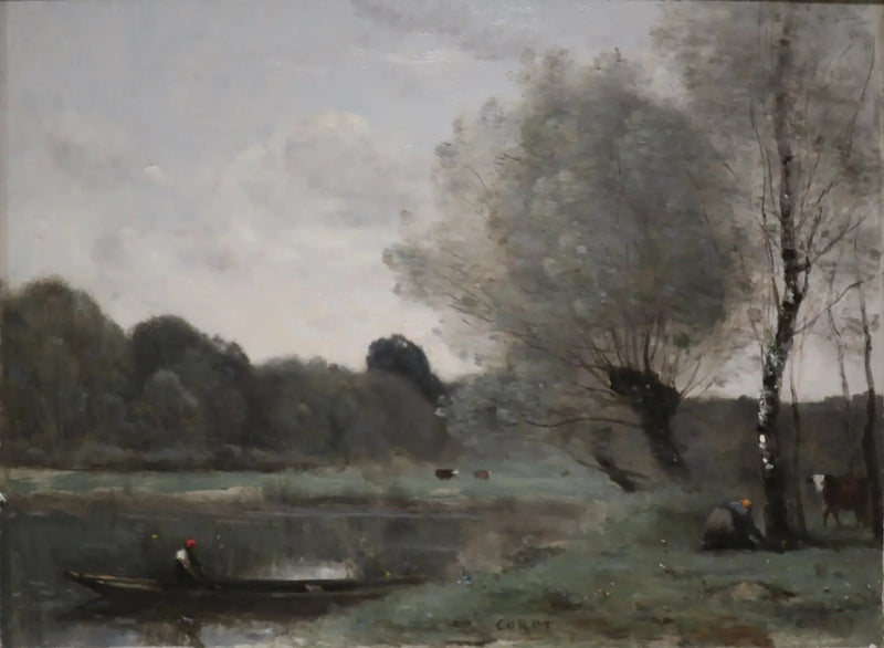Souvenir de Ville-d'Avray. Willows and birch trees by the pond - Jean-Baptiste Camille Corot