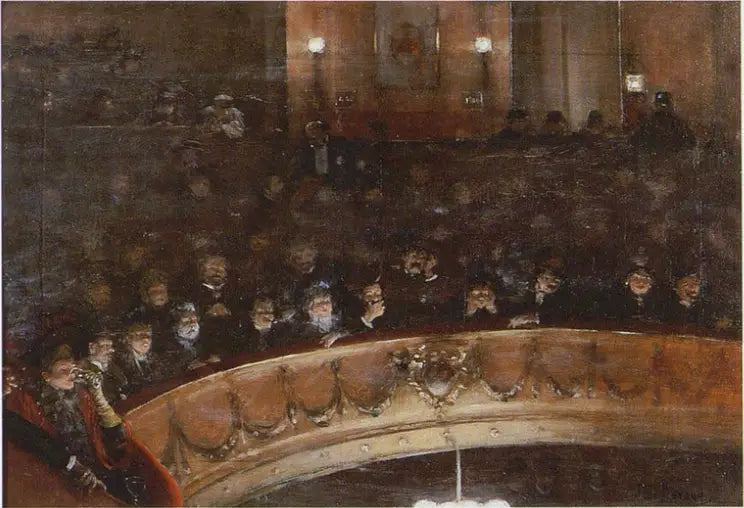 Spectators on balcony chairs - Jean Béraud