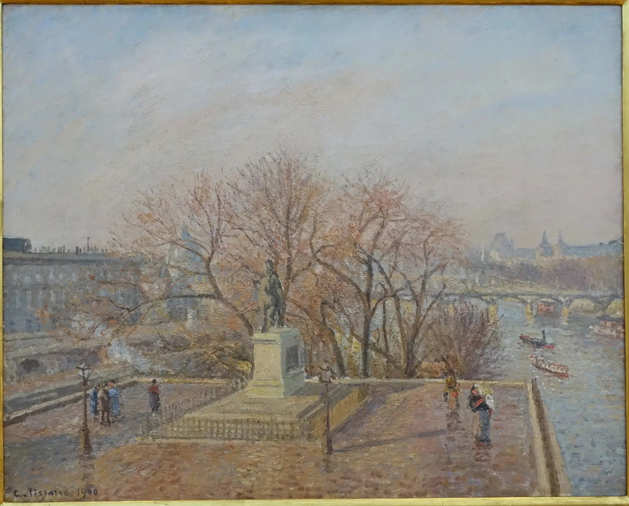 Statue of Henry IV, morning, winter sun - Camille Pissarro